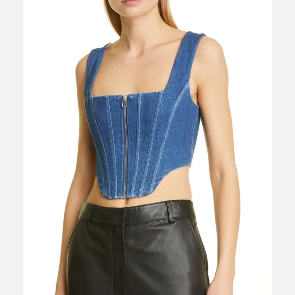 Staud denim corset top